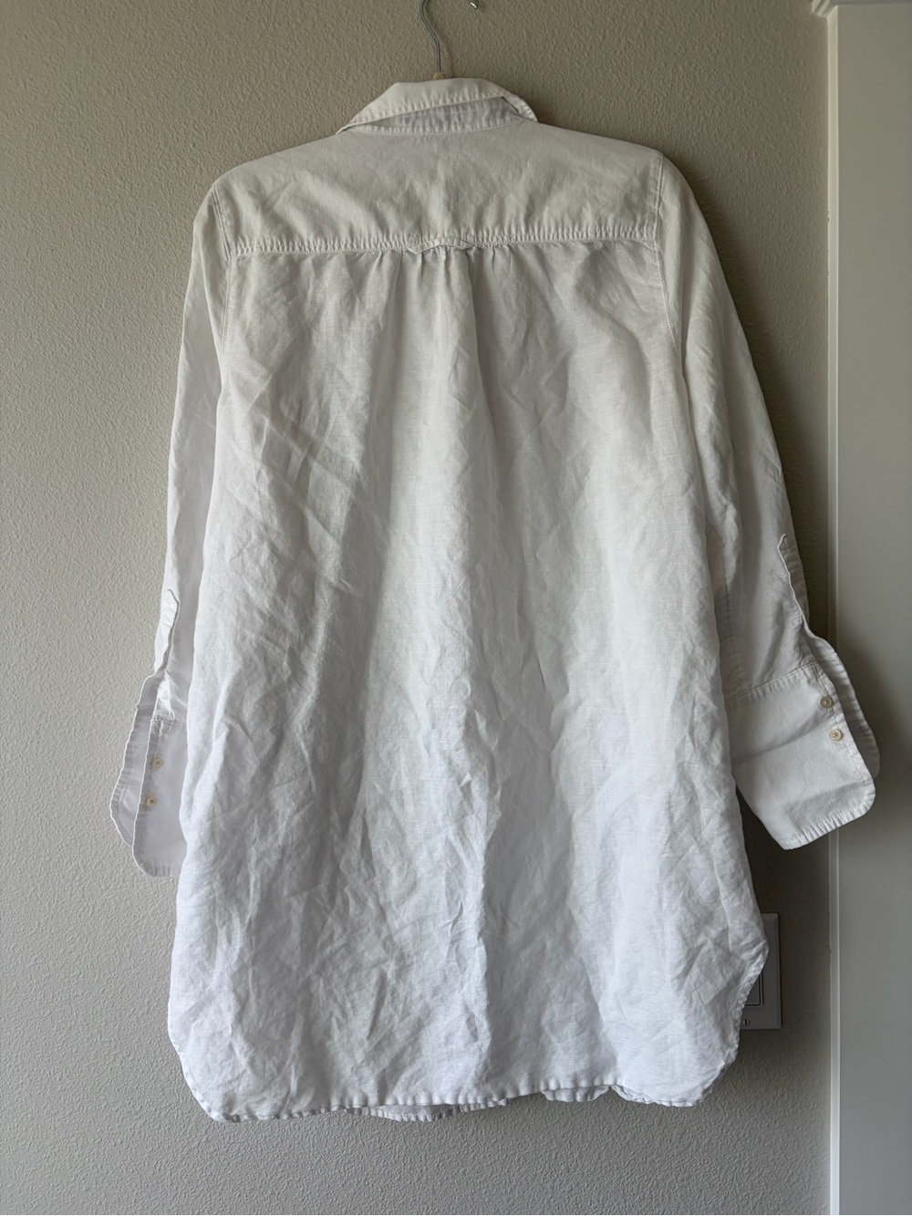 J Crew White Linen Cotton Long-Sleeve Button-Up Swim Cover Up Shirt - Picture 8 of 8